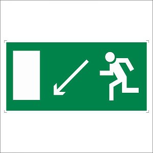 Знак фотолюминесцентный Направление к эвакуационному выходу налево вниз